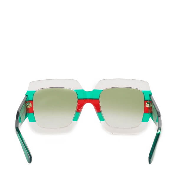 Gucci - Multicolor/Green Square Frame Sunglasses 